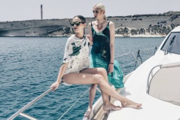 Models on board a luxury yacht for a Mediterranean fashion shoot