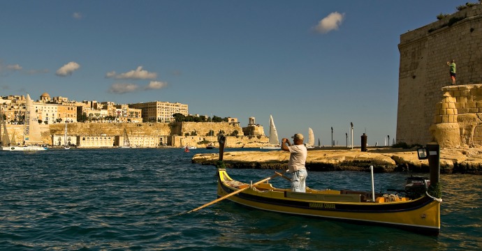 View of the Rolex Middle Sea Race Departure from Valletta Grand Harbour Malta