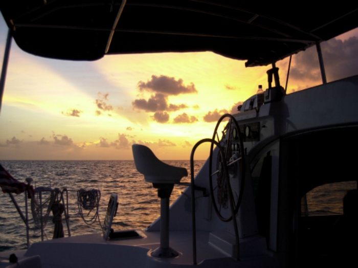 Sunset view on board a luxury yacht